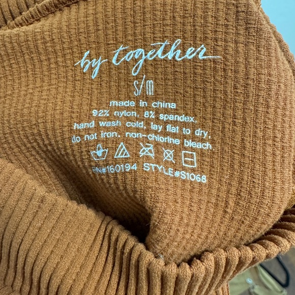 Tan Corduroy Short Overalls and Rust Mock Tank - Picture 2 of 6